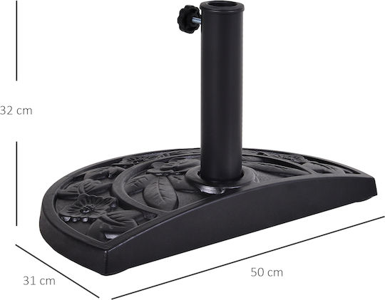 Outsunny Umbrella Stand made of Plastic Black Velvet-Black Metal 50x31x32cm