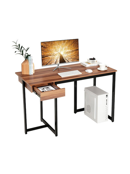Computer Office Wooden Brown with Metal Legs 120x55x75cm