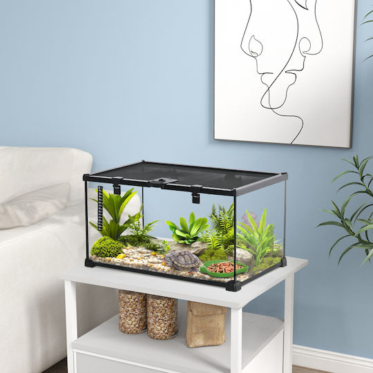 Pawhut Ενυδρείο Ερπετών Terrarium Μαύρο 50x30x25cm