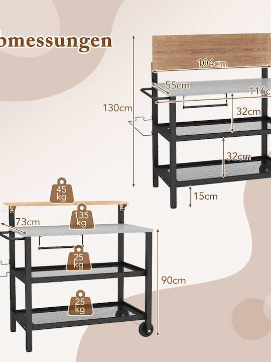 Метално Маса Бар Външно Пространство Сгъваема Бронзов 116x55x130бр