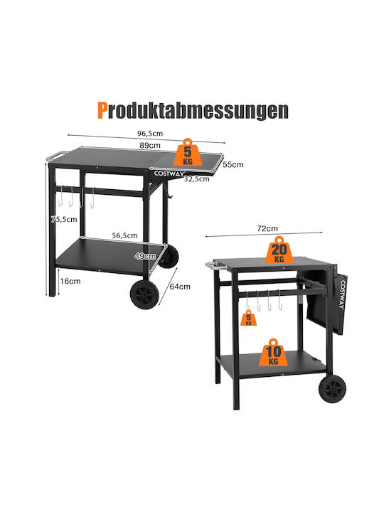 Outdoor Dinner Foldable Wood Table Black 96.5x64x75.5cm