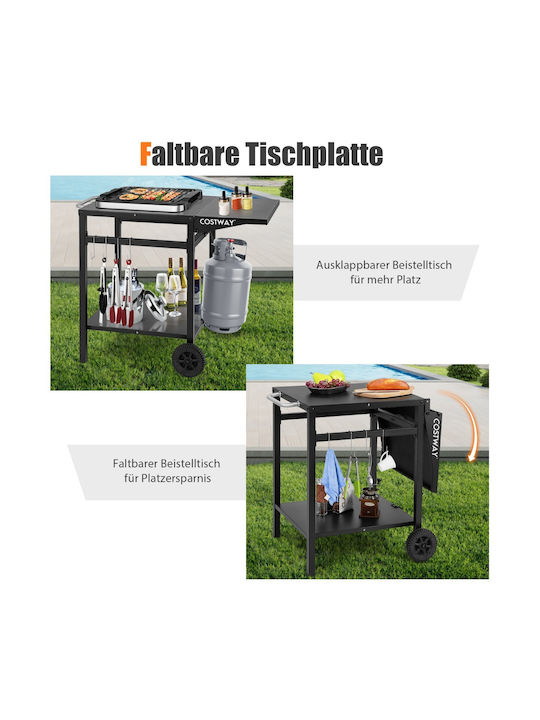 Outdoor Dinner Foldable Wood Table Black 96.5x64x75.5cm