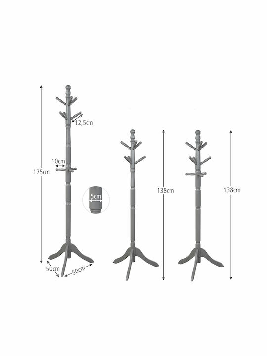 Costway Cuiere de podea Lemn Gri 50x50x175cm