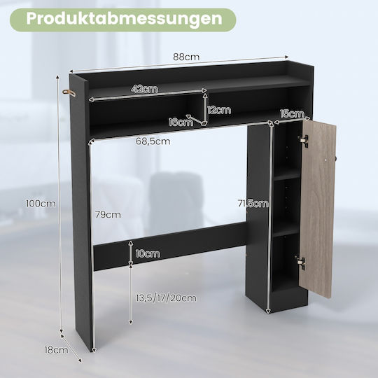 Costway Floor Bathroom Shelf Wooden Black