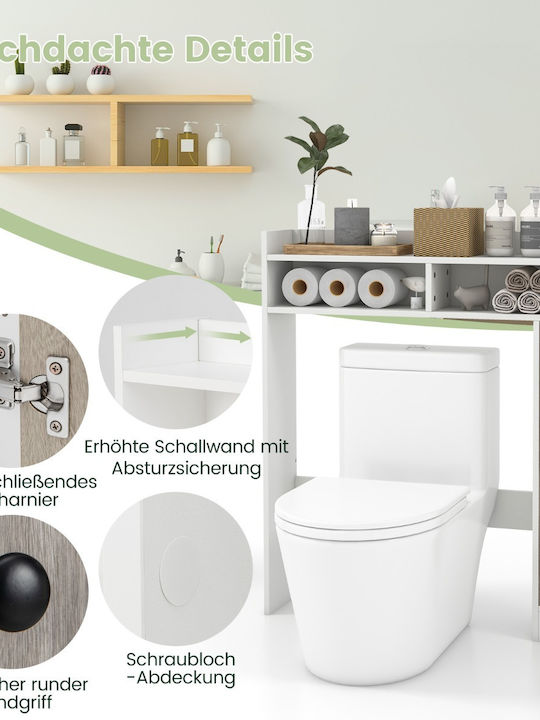 Costway Boden Badezimmerregal Hölzernes Weiß