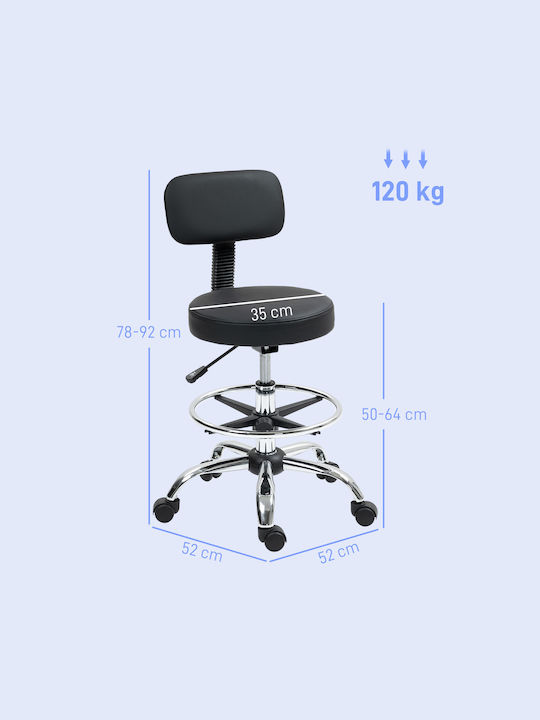 Homcom Swivel Chair Adjustable Height Footrest Steel Synthetic Leather Foam Material 52x52x78-92 cm Black 921-822v00bk
