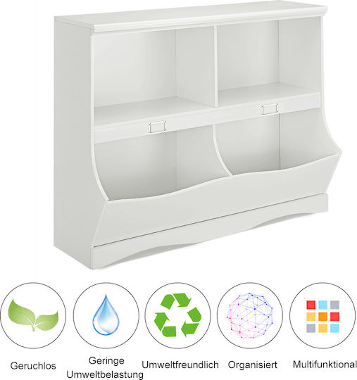 Kids Wooden Bookcase White 105.5x39.5x84cm