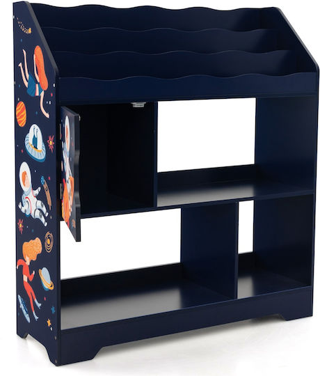 Kids Wooden Bookcase Blue 93x30x100cm