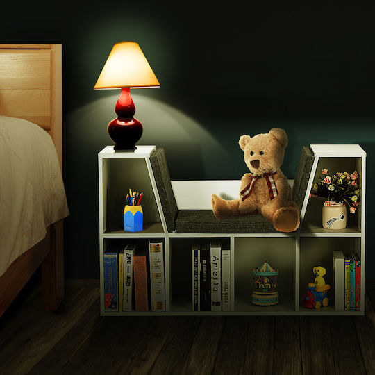Kids Wooden Bookcase White 102.5x30x63.5cm