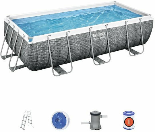 Bestway Piscină PVC 6478lt Cu Cadru Metalic 404x201x100cm Gri