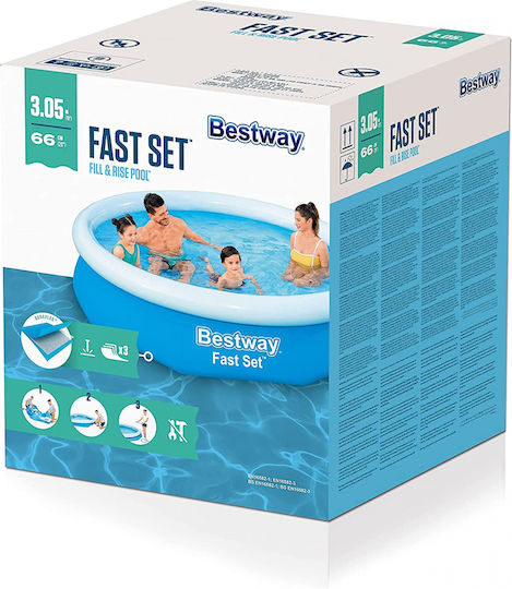 Bestway Runde Schwimmbecken 3200l Aufblasbar 305x66cm Blau