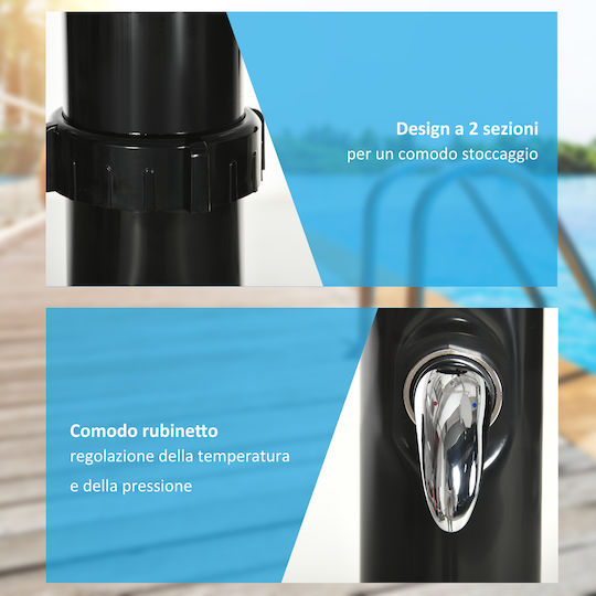 Outsunny Ντουζιέρα Πισίνας Ηλιακή 222x15.5x15.5εκ. Μαύρη