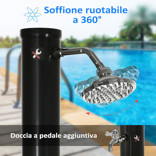 Outsunny Ντουζιέρα Πισίνας Ηλιακή 222x15.5x15.5εκ. Μαύρη