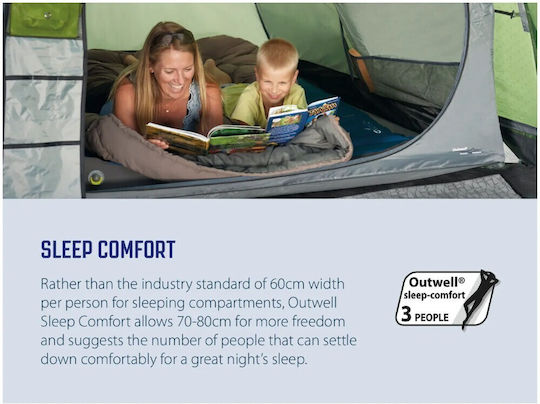 Outwell Cloud 4 Camping Tent Tunnel Green With Double Cloth 3 Seasons For 4 People 335x260x135cm
