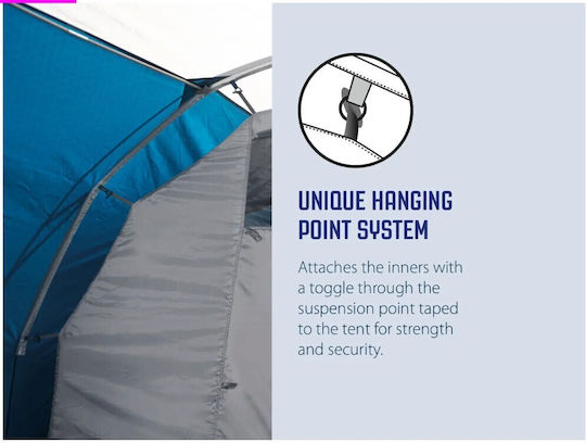 Outwell Earth 5 Plus Σκηνή Camping Τούνελ Πράσινη 4 Εποχών για 5 Άτομα 340x435x180εκ.