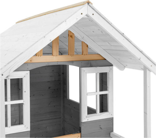 Multifunktionales Hölzernes Kinder-Spielhaus Garten mit Küche Grau 131x98,5x137cm