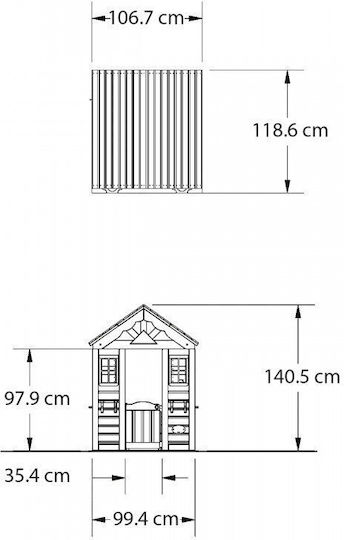 Дървена Детска Къщичка За Градина с Кухничка Кафе 117x107x140см