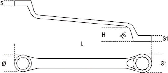 Beta Double Polygon Wrench Bent 21x23mm