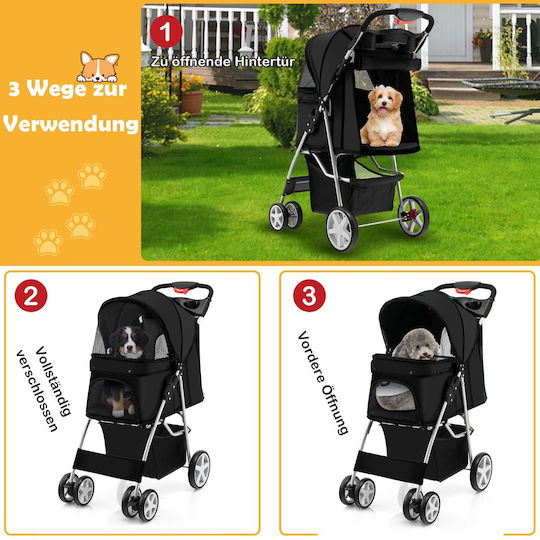 Costway Kinderwagen für Hunde bis 15kg Schwarz