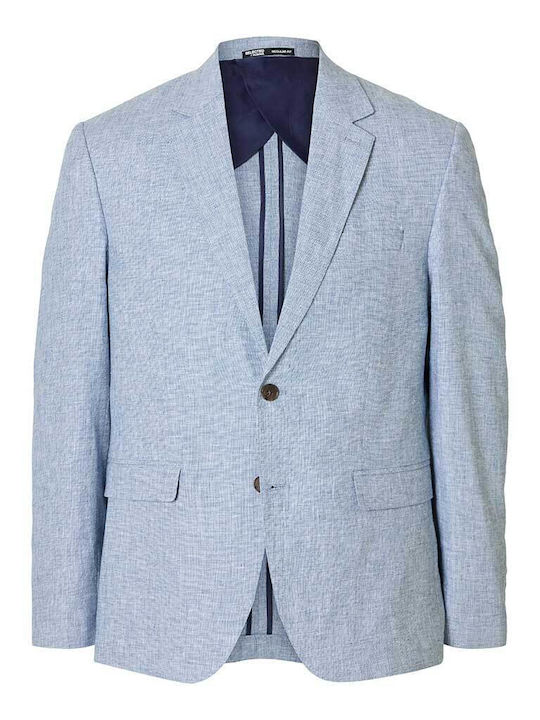 Summer Men’s Suit Jacket with Regular Fit Light Blue