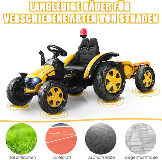 Kids Ride On Tractor Electric with Trailer 12 Volt Beige for 3+ Years
