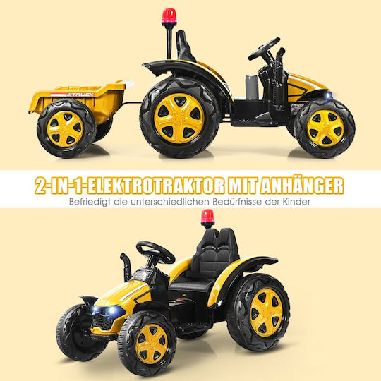 Kids Ride On Tractor Electric with Trailer 12 Volt Beige for 3+ Years