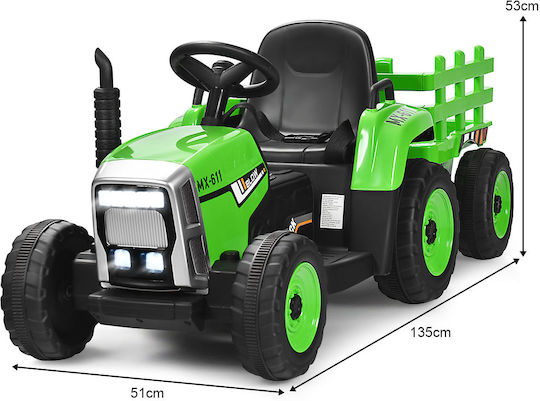 Tractor pentru copii Electric cu remorcă 12 volți Verde