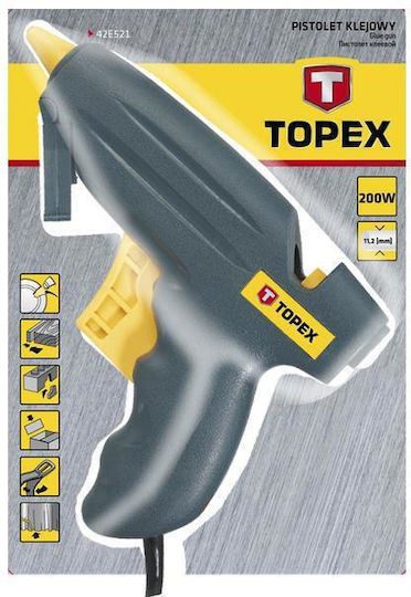 Topex 42E521 Пистолет за лепене 200W за Силиконови Пръчки 11мм