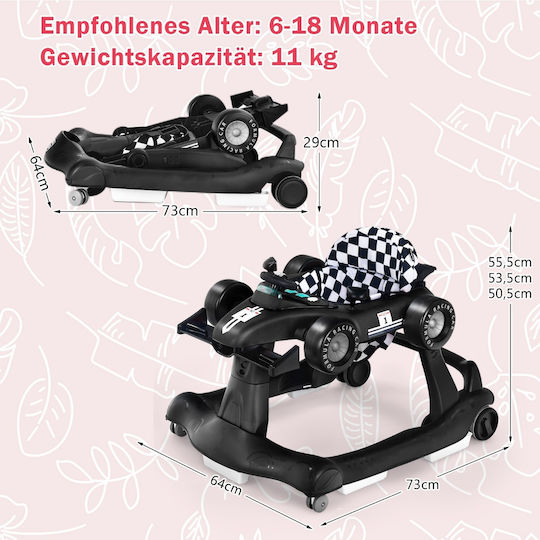 Costway Baby Walker with Music Black