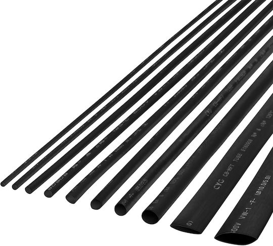 Cabletech Tubulatură Termocontractibilă Cablu Negru 10 Bucăți NAR0251.1