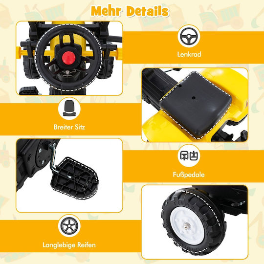Kids Ride On Tractor Foot-to-Floor with Pedal Yellow for 3+ Years
