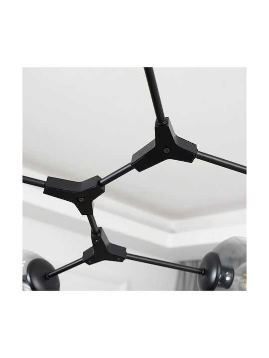 Glass Ball Pendant Light 7 Arms App505-7c Black