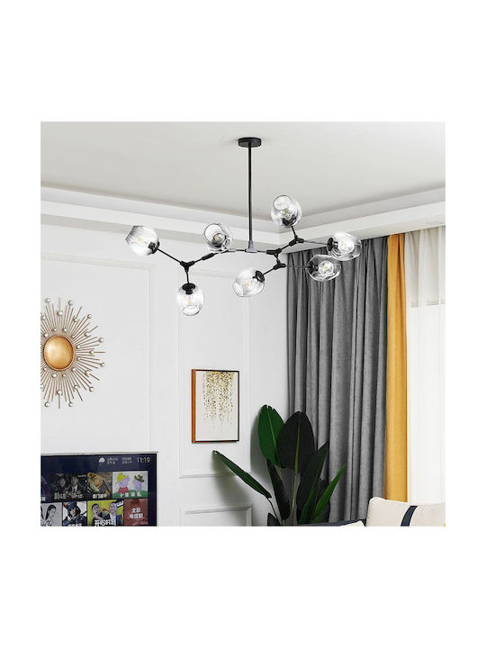 Glass Ball Pendant Light 7 Arms App505-7c Black