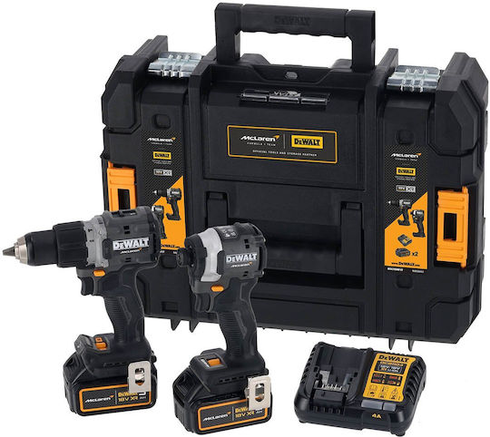 DEWALT Mclaren Limited Edition Set Impact Drill Driver & Impact Screwdriver 18V with 2 Batteries 5Ah and Case