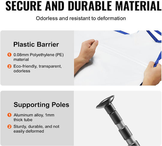 Vevor Dust Barrier Poles 12-Foot Dust Barrier System 4 Telescopic Poles Magnetic Zipper Carrying Bag Plastic Sheeting 32.8x13.12 Feet Interior Decoration Painting