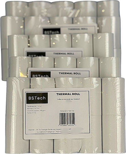 Bestpak Paper Termică Bandă de hârtie Registru de casă L57xΔ40mm 48gr/m² 10buc
