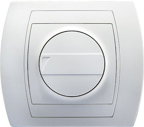 Ospel Χωνευτός Διακόπτης Dimmer με Πλαίσιο Κλασικός Περιστροφικός 400W σε Λευκό Χρώμα
