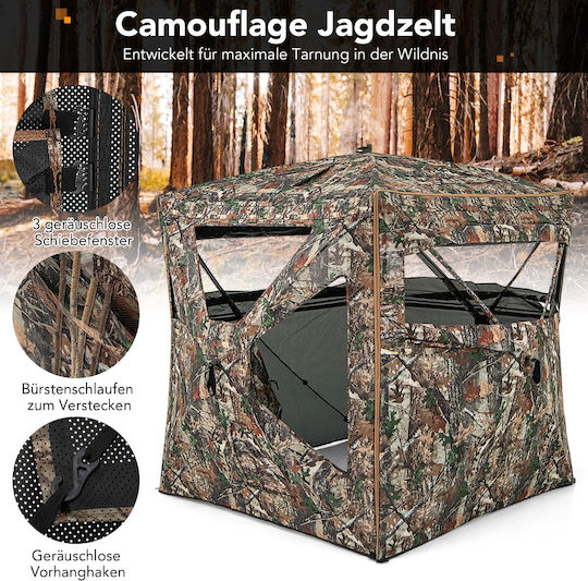 Costway Camping Tent 148x148x164cm with 360° visibility and silent windows