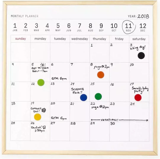 Kikkerland Magnetic Hanging Dry Erase Board 34x34cm