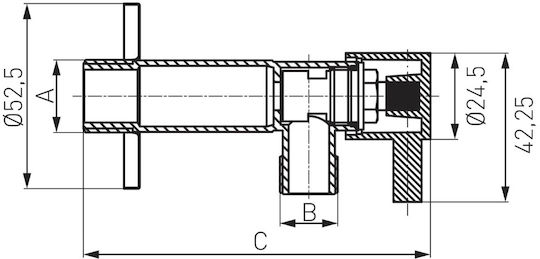 Ferro Βάνα / Διακόπτης Γωνιακός 1/2"x3/4" 1/2x3/4" Αρσενικό