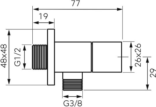 Ferro Βάνα / Διακόπτης Γωνιακός 1/2"x3/8"