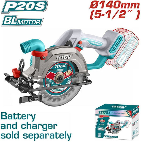Total Circular Saw Brushless 20V Solo with Dust Extraction System