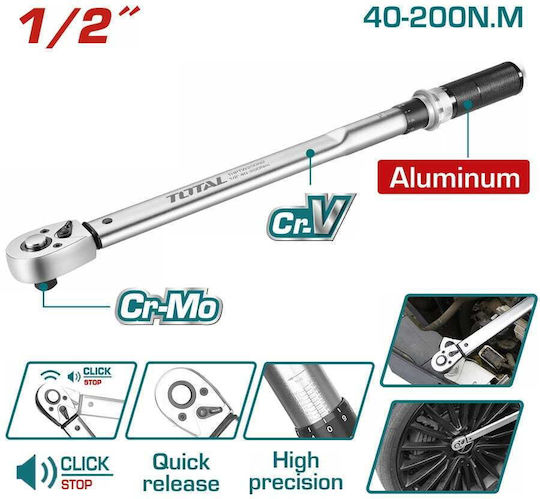 Total Torque Wrench 1/2" 40-200 Nm 50cm