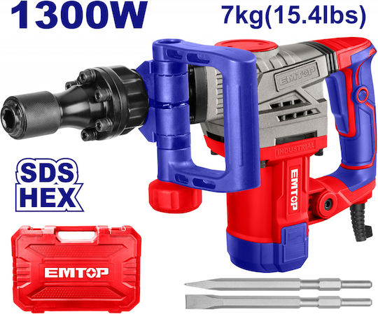 Emtop Impact Demolition Hammer Electric 1300W with Chuck HEX EDBRH1301
