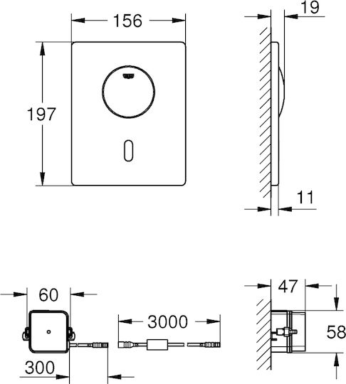 Grohe Tectron Skate Πλακέτα για Καζανάκια Μονής Λειτουργίας Chrome