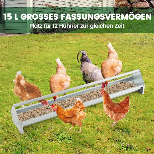 Costway Metal Feeder for Chickens and Poultry with Capacity 15lt 115x20.5x20.5cm.