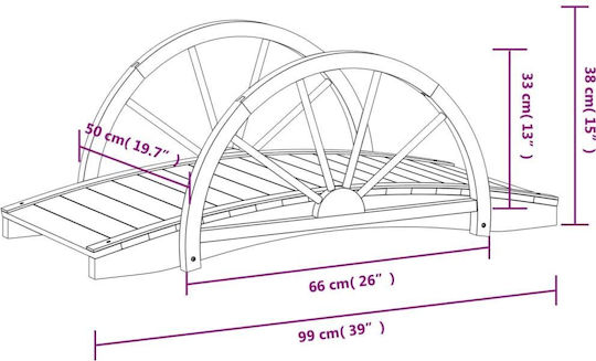vidaXL Decorative Bridge Garden Wooden 99x50x38 cm. 99cmx50cmx38cm 363338