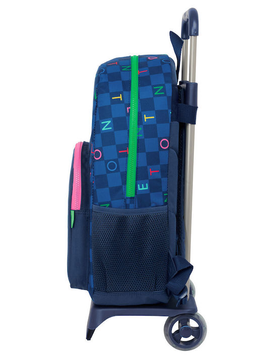 Benetton Damero School Bag Trolley Elementary, Elementary Blue