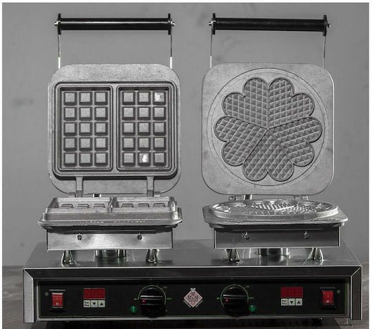 M&M equipment Waffeleisen Kommerzielle Waffeleisen Doppelter 90° Öffnung Für Waffeln In Quadratischer Und Blume Form