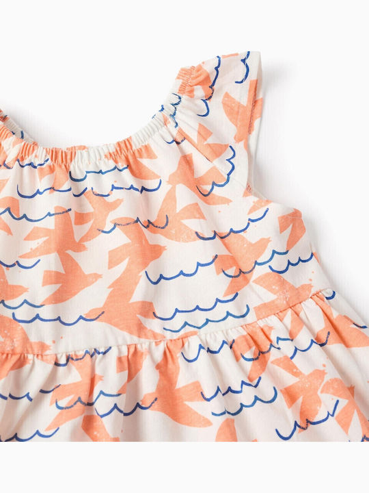 Kinderkleid Ärmellos White, Coral